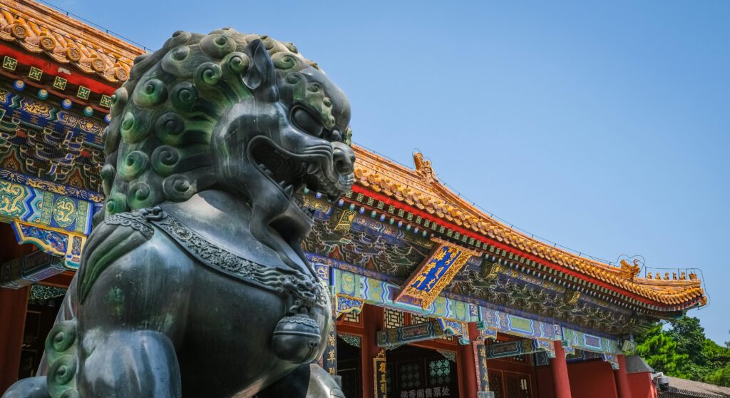 pexels photo 2846034 2846034 Close view of Foo Dog statue and traditional Chinese architecture at Beijing's Summer Palace.